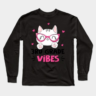 Third 3rd Grade Back to School Cute Cat Cute Long Sleeve T-Shirt